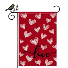 GEEORY Valentines Day Red White Love Hearts Garden Flag 12 x 18 Inch - Doubl...