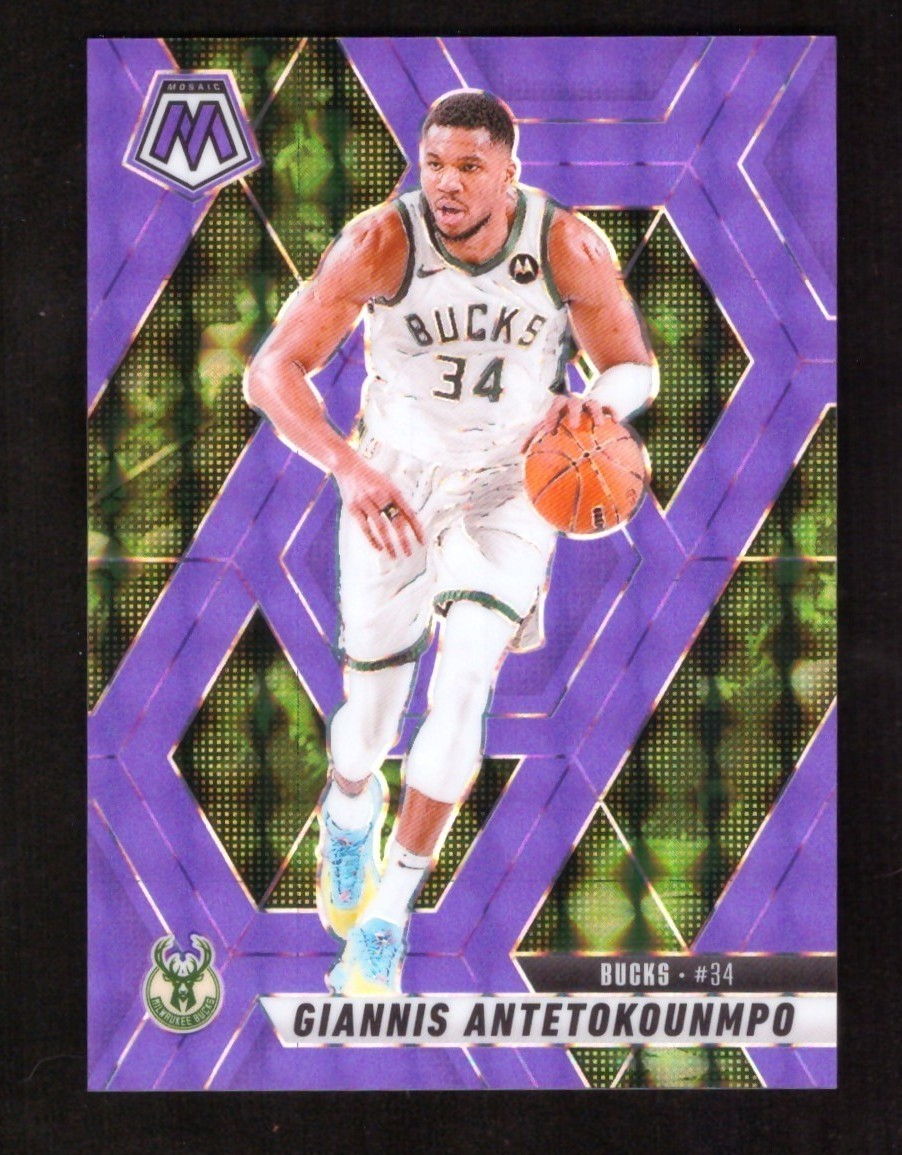 2024-25 Panini Mosaic Giannis Antetokounmpo #13 Fluorescent Purple Prizm /249