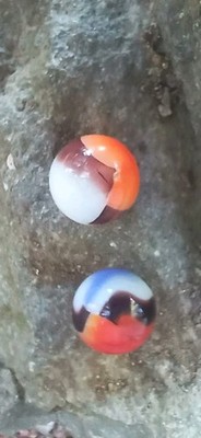 2 Vitro Very Nice .58'' black Line /all Red Marbles