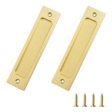 2 PCS Recessed Sliding Door Pulls 150mm Brushed Gold Flush Aluminum Alloy