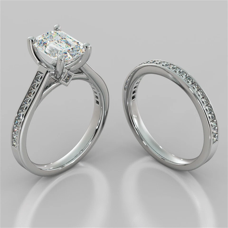 3.56 Ct Emerald Cut Lab Grown Diamond Ring For Wife Solid 950 Platinum Ring - Image 2 of 4