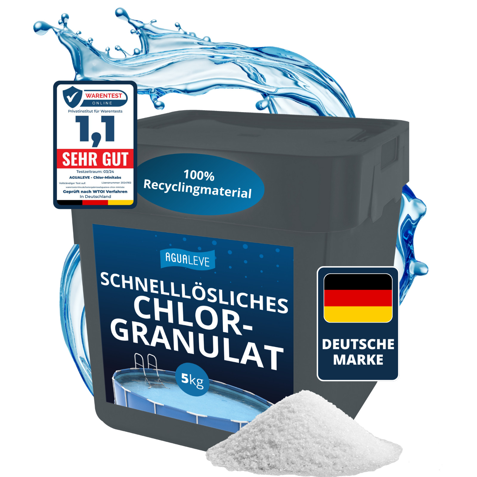 AGUALEVE® Chlorgranulat schnelllöslich 5kg | Sichere und schnelle Desinfektion