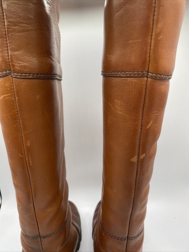 Vintage Rosita Tall Boots Brown Leather Sz 5 1/2 Wedge Platform Boho Hippy Rare - Picture 9 of 12