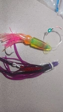 2 Trolling Lures 6.5" & 9" Marlin Tuna  W/Skirts-Lead Line-SS Hook NEW