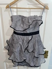 Primark Womens UK Size 8 Grey/Black Sleeveless Party/Cocktail Mini Dress (New)