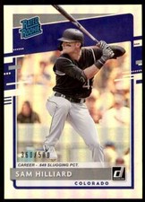 2020 Panini Donruss Sam Hilliard Rated Rookie Career Stat Line Foil /500 Rookie