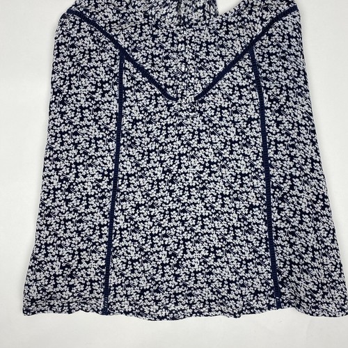 Blusa Top Princesa Vera Wang Para Mujer M Floral Azul Marino Espalda Corredora Sin Mangas Correas - Imagen 3 de 7