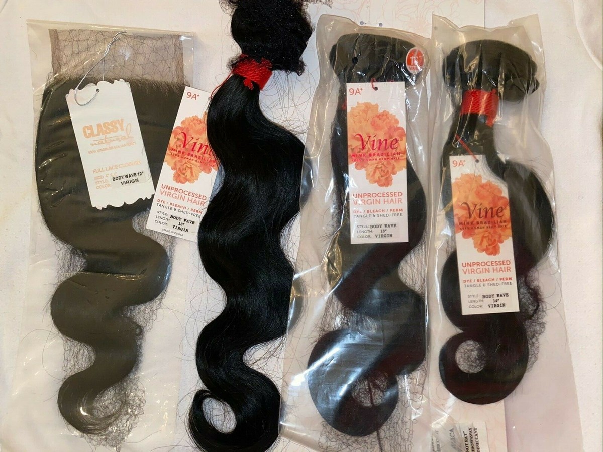 UNPROCESSED 9 A BRAZILIAN BODY WAVE VIRGIN HAIR 3 BUNDLES 