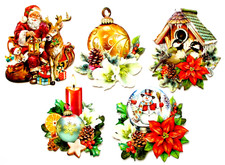 3D Easy Die Cut Card Toppers Christmas Mix Santa Candle Bauble 5 Designs Type 12