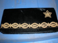 Vintage Clutch Purse Black Velvet with Gold Tone Accents 10"x5" Closed  SU19A 