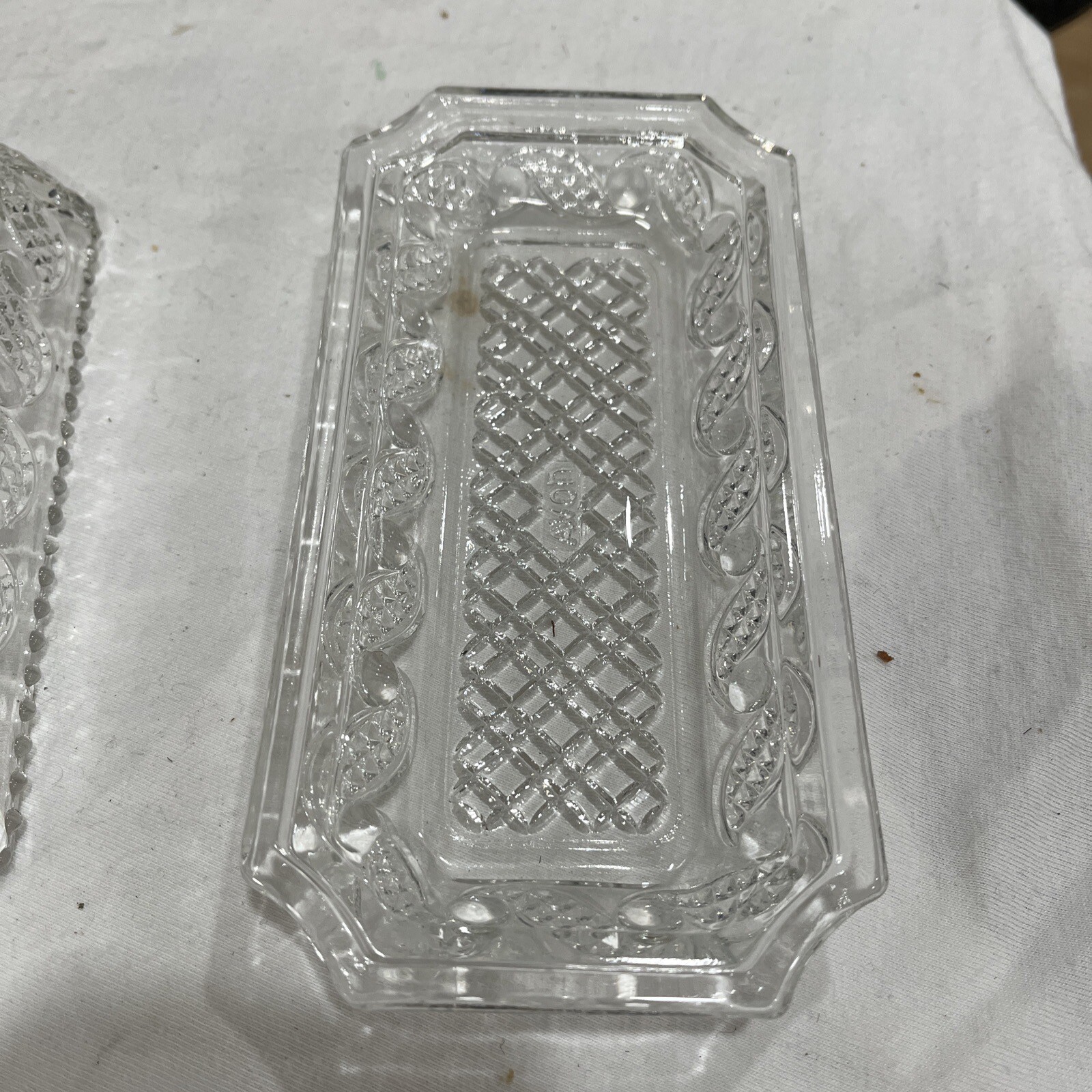 AVON Butter Dish w/Lid Clear Glass Waves & Criss Cross Pattern eBay