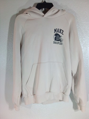 Christian Make Disciples Hoodie Men's Small White Hooded Sweatshirt Bible Verse