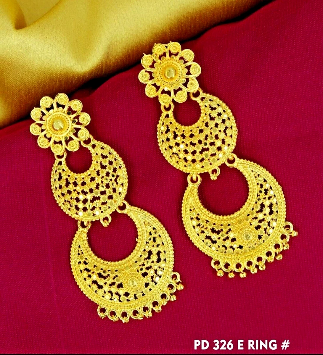 Golden Mirror Earrings Tikka Set – Amazel Designs