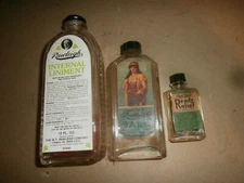 Vintage Rawleigh's Bottles Ready Relief Internal Liniment & Rawleigh Balm w Lady