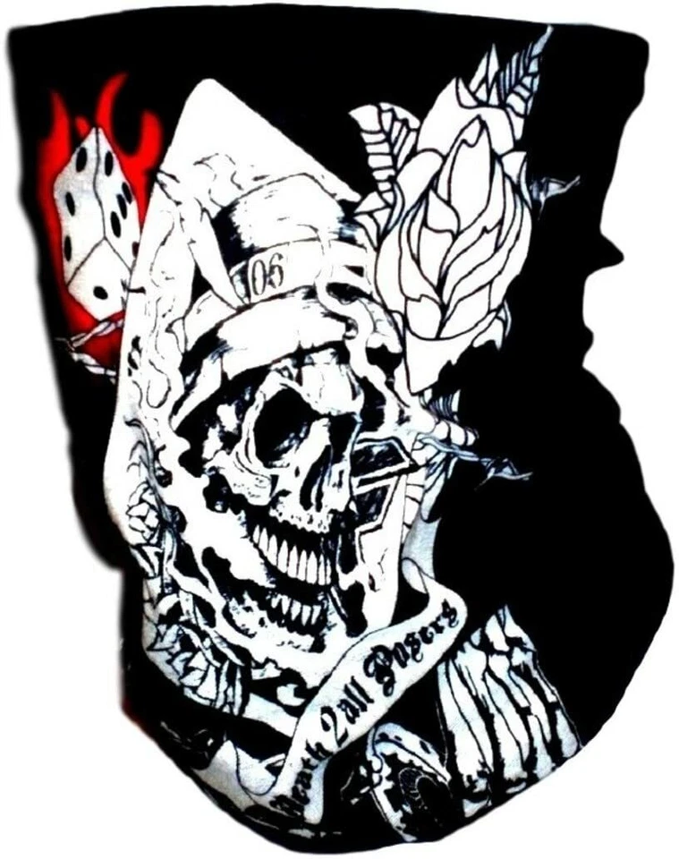 GRIM REAPER SKELETON SKULL NECK TUBE FACE MASK TUBULAR BIKER BIKER POSER BANDANA - Image 2 of 3