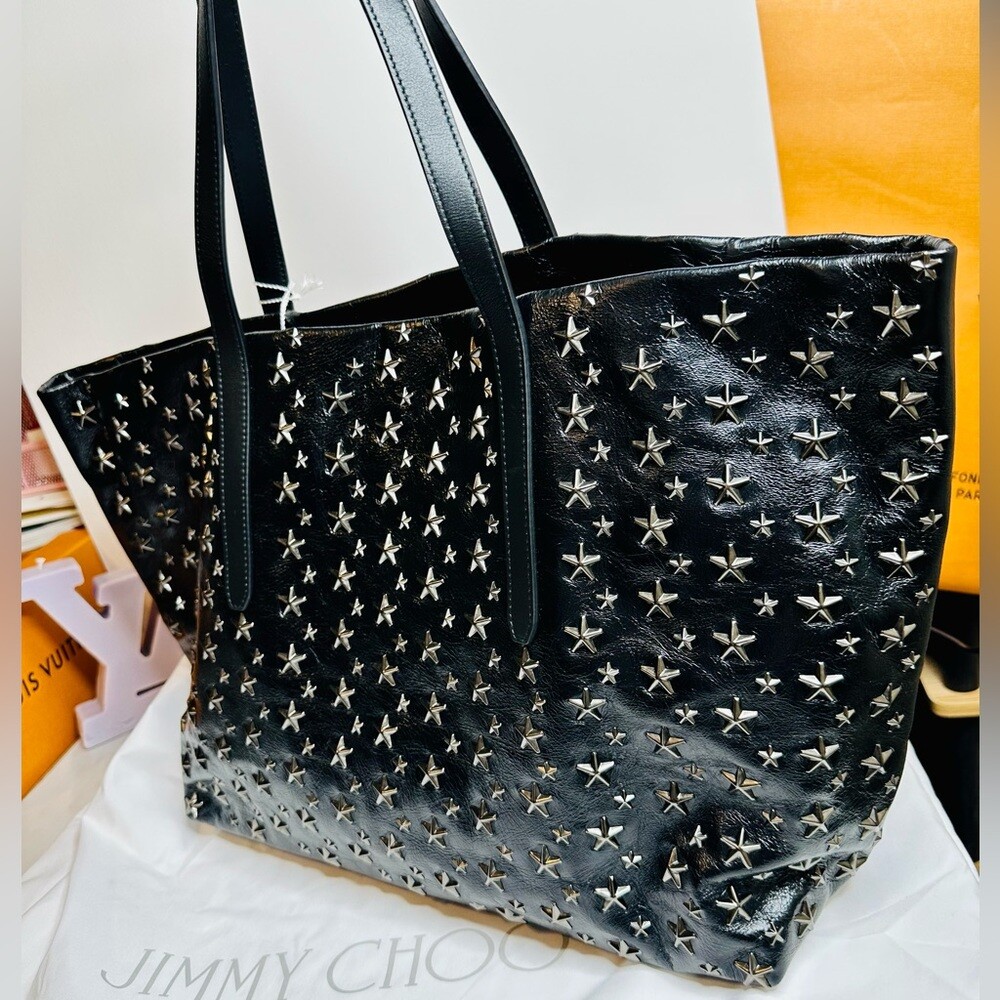 NEW! Jimmy Choo Pimlico/s Black Vintage Leather Tote w NEW! Jimmy Choo Pimlico/s Black Vintage Leather Tote w