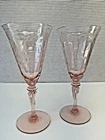 Antique Vintage Pink Depression Glass "TIFFIN-FRANCISCAN" Water Goblet Set 8.5"