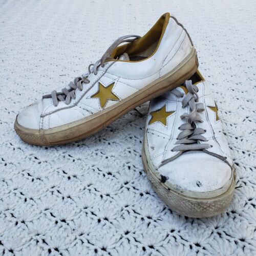 Vtg Converse One Star Low Top Leather Shoes Made in USA Mens White - 7.5 - Picture 1 of 11