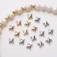 10pcs North Star Spacer Beads,14k Gold plated Brass Star Necklace Bracelet Beads