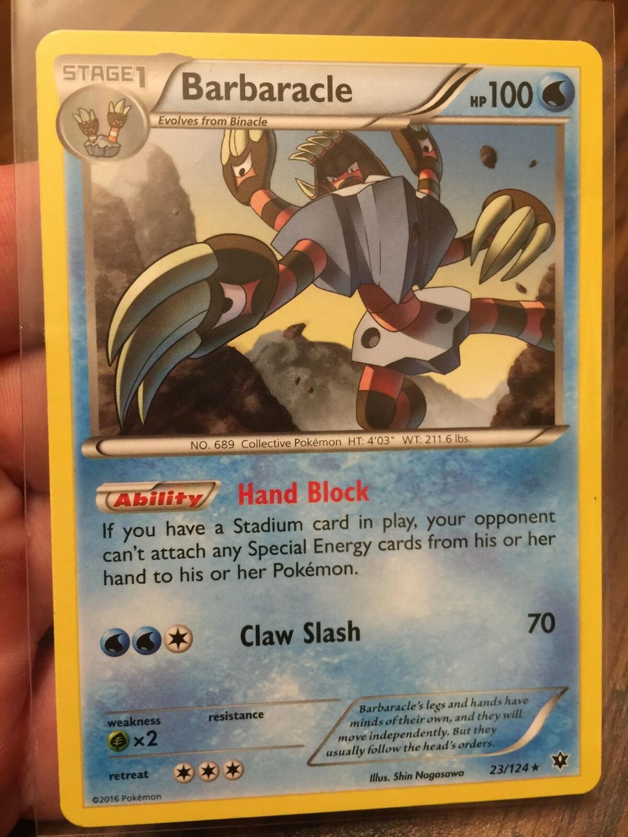 BARBARACLE 2016 RARE STAGE 1 POKEMON CARD XY-FATES COLLIDE #23/124 FREE  SHIPPING