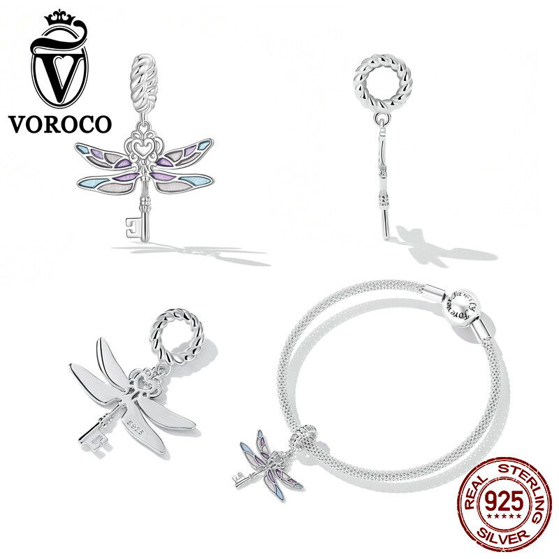 Sterling Silver Dragonfly European Charm Bead - Slide-On For Pandora, Troll, Biagi Bracelets