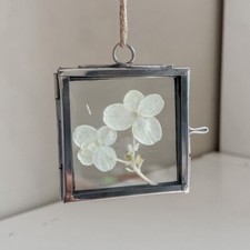 Tiny Silver Metal Photo Picture Frame 5cm - Pressed Flowers / Small Artwork
