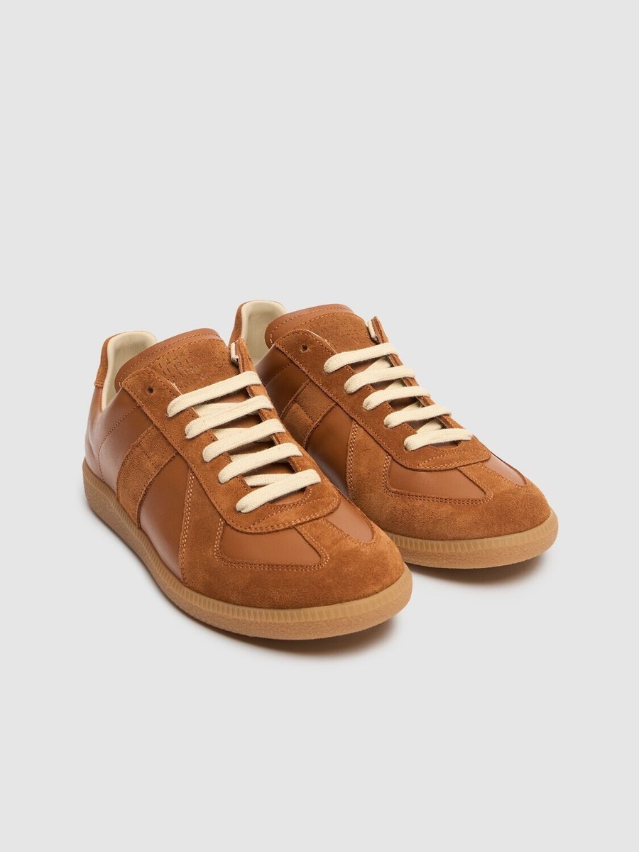 【関税&送料込み】Maison Margiela Leather Sneakers MAISON MARGIELA Light Brown $750 Men's Leather Sneakers New
