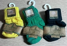 Two Feet Ahead Newborn Bobby Socks Size 3-4.5 / 3 pk-Brt Yellow/Grn/Hunter Grn