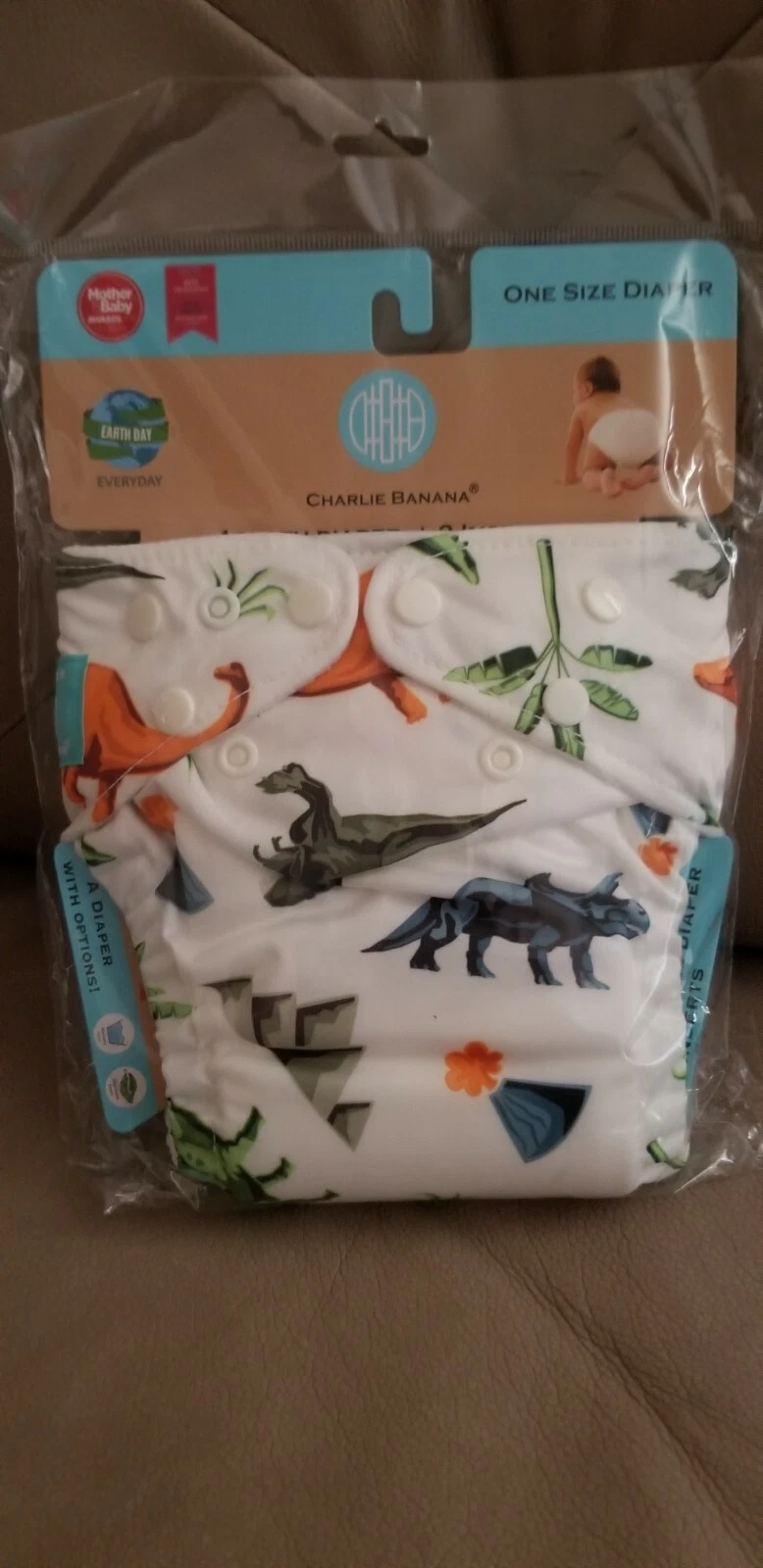 Charlie Banana Cotton 10-35 Lbs All-in-one Cloth Diaper Dinosaurs NEW!