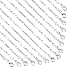 30 Pack Chain Necklace Bulk Jewelry Making Chains Silver Plated