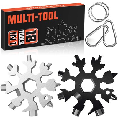 Schneeflocke Multitool Weihnachtsgeschenke, 2er Pack 18 in 1 silber und schwarz 