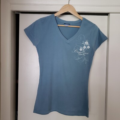 e.m.i. Womens T-shirt Depoe Bay Oregon Coast Size Small - Blue