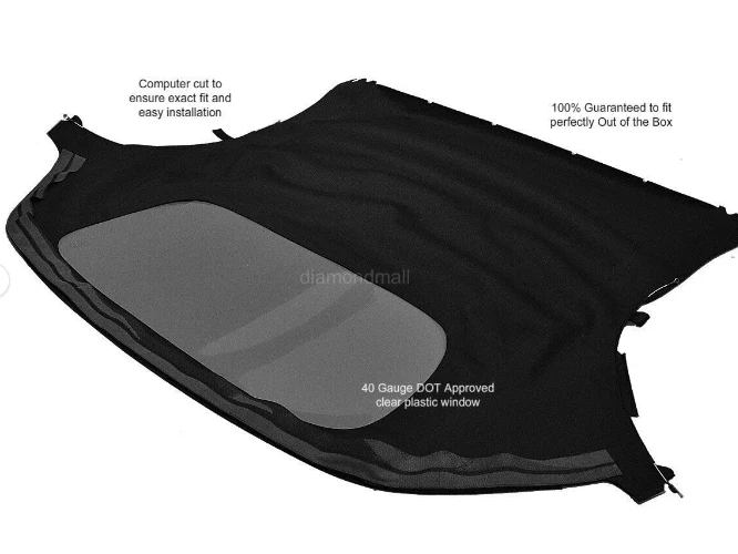 1997-02 Porsche Boxster 986 Convertible Soft Top w/DOT Approved Window, Black - Image 2 of 3