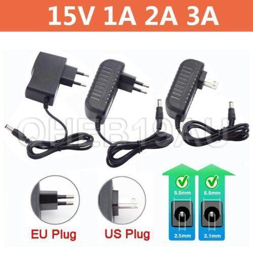 15V 1A 2A 3A AC DC Power Supply Adapter 100-240V Universal Charger 5.5*2.5mm 26H - Photo 1 sur 12