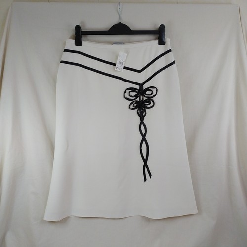 Falda midi Wallis para damas nueva con etiquetas crema con detalles de lazo negro forrada talla 14 del Reino Unido - Imagen 19 de 19