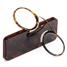 Ultra Thin Armless Reading Glasses No Temple Pinch Nose Clips On Glasses w/ Case