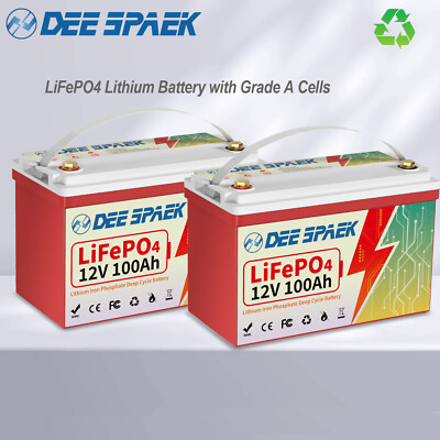 2X 12V 100AH LiFePO4 Lithium Batterie Akku 10000+Zyklen BMS Solaranlage Boot RV