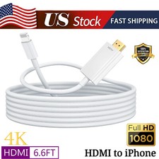 6.6FT HDMI Adapter for iPhone to TV HDMI Cable 1080P HD Display Video Sound US
