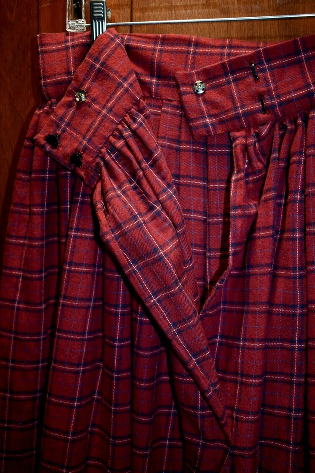 Falda Completa Franela Cuadros 34W Pioneer Frontier Victoriana Guerra Civil Siglo XIX Foto 4 de 4