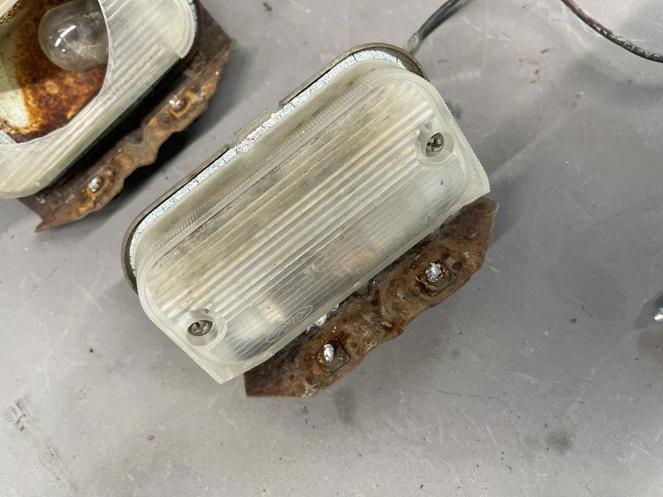 OEM Ford 1970 Galaxie 500 Park Light Turn Signal Lamp Lenses Housings XL Bumper - Image 2 of 4