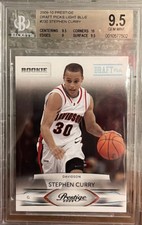 2009 Panini Prestige Stephen Curry Rookie RC LIGHT BLUE /999 #230 Beckett 9.5