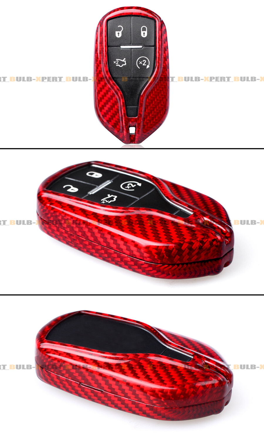 Red Carbon Fiber Key Fob Case For 2013-19 Maserati Quattroporte Ghibli Levante