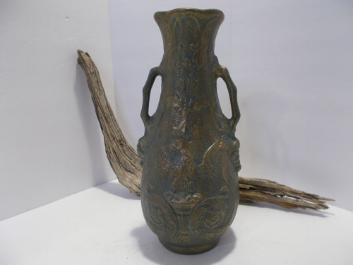 Vintage Pottery Vase with Handles Flying Eagle with Stars Handmade by ZAB 1977 - Afbeelding 1 van 12