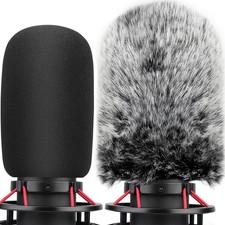 Dual Pop Filter Foam Cover for Microphones - 2 Pack Windscreen Muff