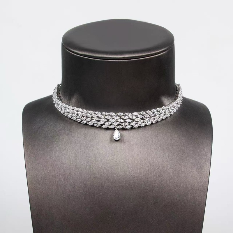 Wedding Bridal  CZ Jewelry Set Zirconia Necklace Earrings Set
