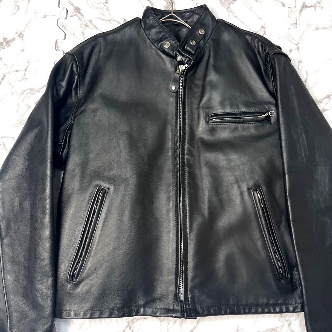 Schott 641 Leather Single Riders Jacket Black Size 44 Men