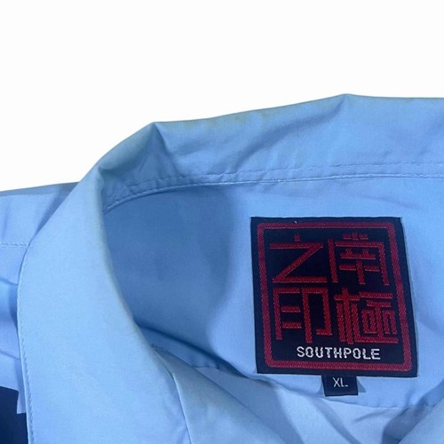 Early 00's Southpole Hip Hop Y2K Laughing Buddha Graphic Blue Shirt XL XXL - Picture 4 of 6