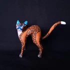 BEAUTIFUL OAXACAN WOOD CARVING CAT ALEBRIJE. MEXICAN FOLK ART.