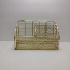 Gold Mesh Metal Desk Organizer.