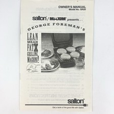 1995 George Forman Lean Mean Grill Machine GR20 Users Guide OEM Owners Manual